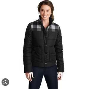 Eddie Bauer quilted Black and Gray winter ski Jacket Size L